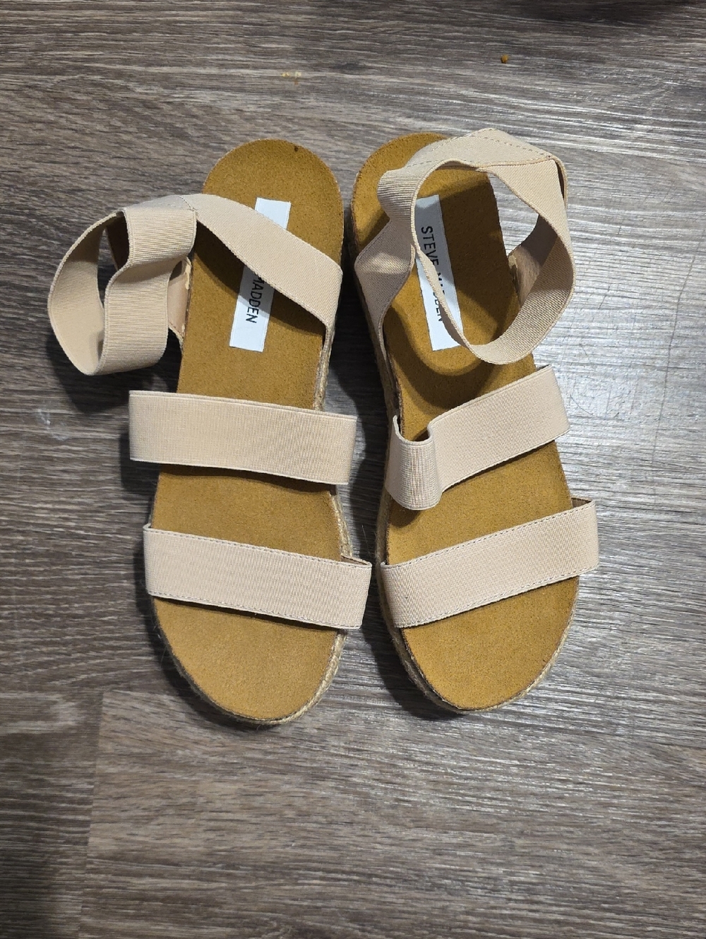 Steve Madden Beige Strappy Espadrille Sandals